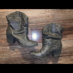 brown gray ankle boots